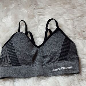 SKECHERS Gray Black Athletic‎ Bra 32 A New